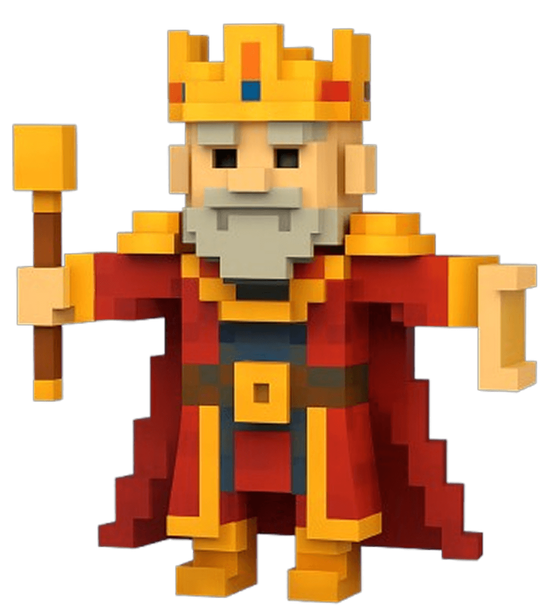 Voxel king character from Qubit game
