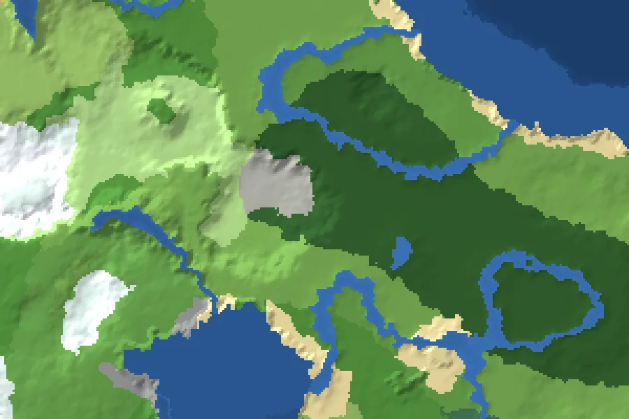 Biome map of the Pale Edge seed around spawn, with nearby structures marked