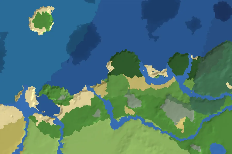 Biome map of the Mansion Next Door seed around spawn, with nearby structures marked