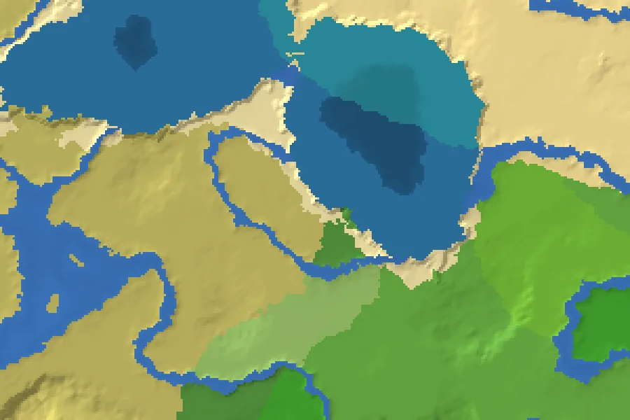 Biome map of the Monument Bay seed around spawn, with nearby structures marked