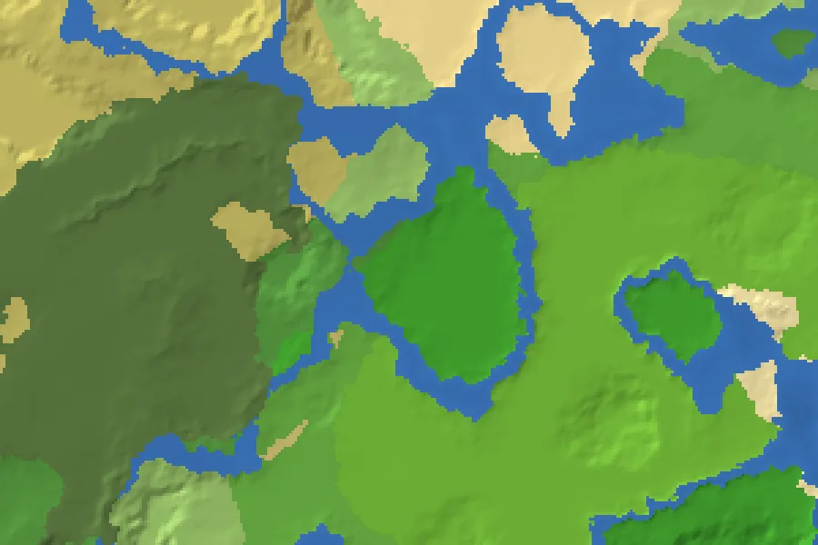 Biome map of the Temple at Spawn seed around spawn, with nearby structures marked